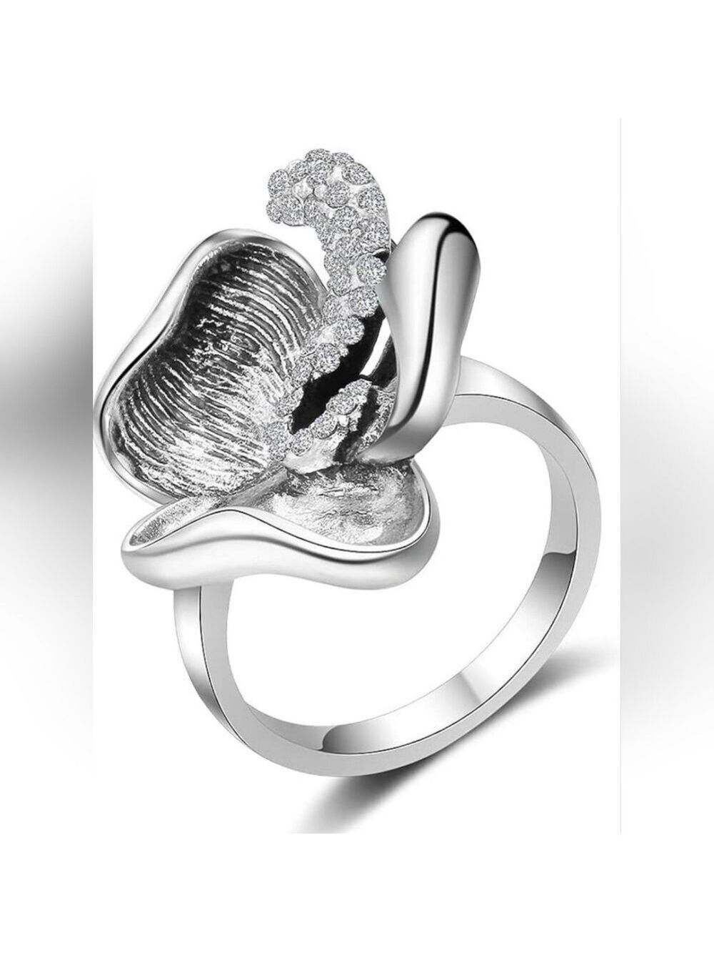 Silver Color Flower Ring